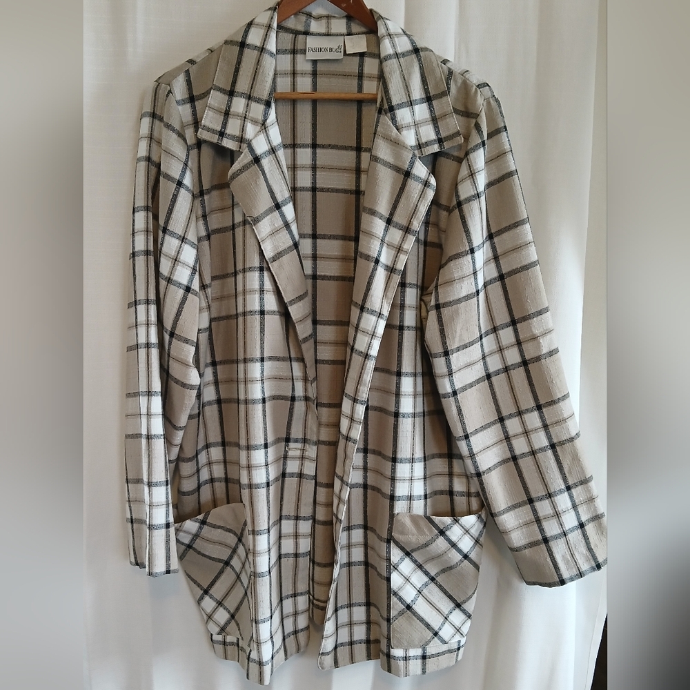 Fashion Bug Women's Plaid Jacket - Black and Tan